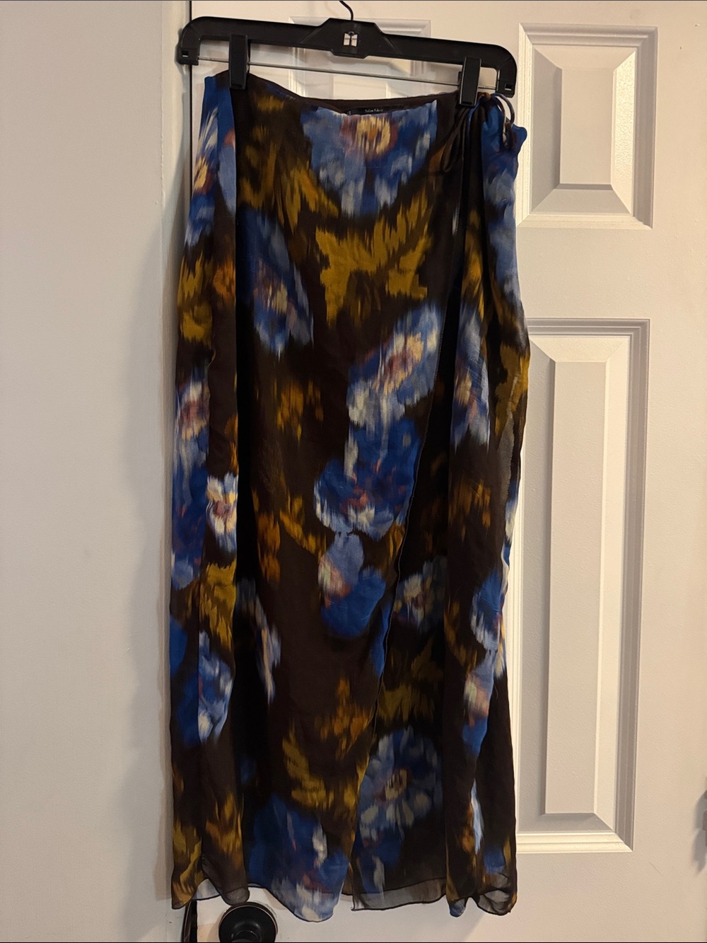 Mango Floral Midi Wrap Skirt - Black, Blue, Mustard